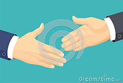 Two hands ready for handshake agreement. Vector Illustration