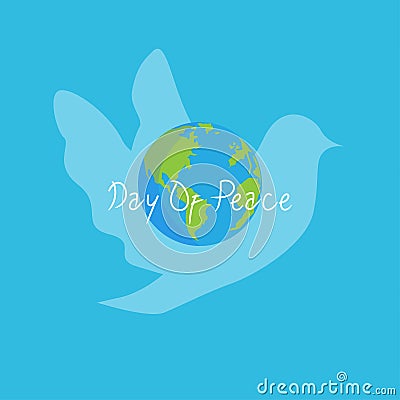 A dove and a globe vector in commemoration of peace day Vector Illustration