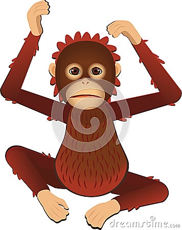 Baby Borneo Kalimantan Orangutan Vector Character Vector Illustration