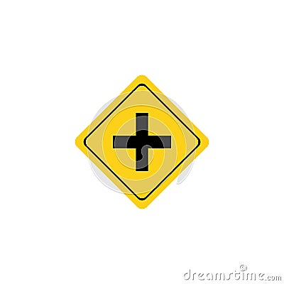 Warning signs Crossroads on white background. Vector Illustration