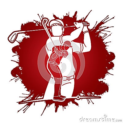 Golf players, Golfer action cartoon sport graphic vector. Vector Illustration