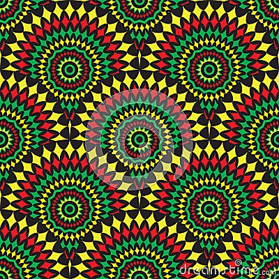 Seamless African Circles Design in reggae colors Vector Illustration