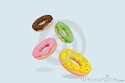 Flying donuts vector graphic Vector Illustration