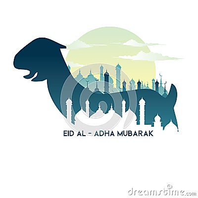 Eid Al Adha with goat illustration Vector Illustration