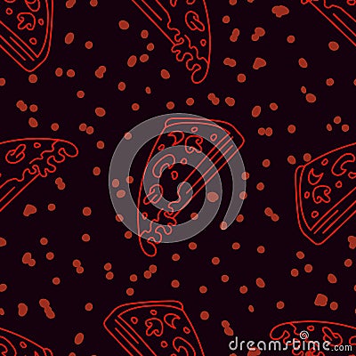 Seamless Abstract Pizza Pattern, Pizza Doodles Illustration, Vector EPS 10. Vector Illustration