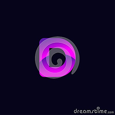 D letter Initial Unique and Creative Logo and Icon Design Vector Purple Color shade Vector Illustration
