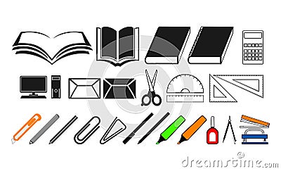 Simple most used stationary icon template Vector Illustration