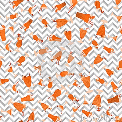 Vector seamless pattern with different monochrome cocktails. Vector Illustration