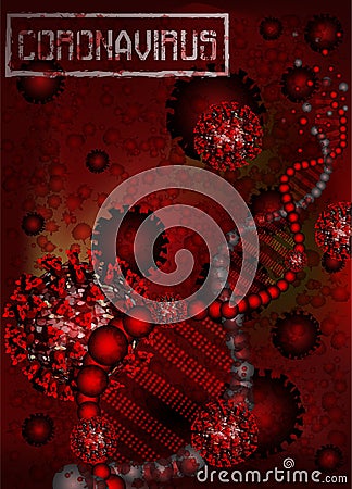 Coronavirus Covid-19 and Deoxyribonucleic acid DNA. abstract card Vector Illustration