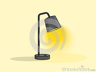 Night table, office desktop lamp Comic brain electric lamp idea doodle FAQ business loading concept Fun vector light bulb icon or Vector Illustration