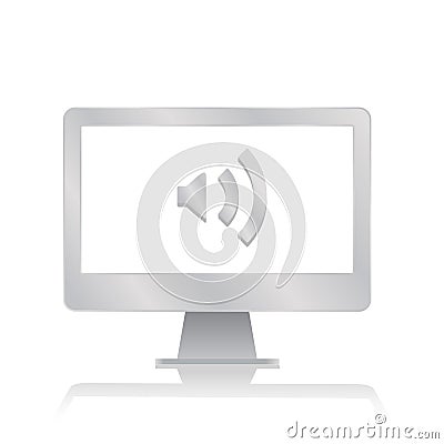 Sound volume icon inside blank screen computer monitor with reflection minimalist modern icon vector illustration Vector Illustration