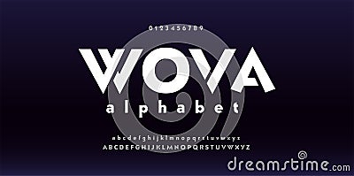 Abstract digital modern font design, trendy alphabet letters and numbers. Vector Illustration