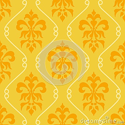 Seamless Colorful Flower Pattern, Nature Gold Elegant Wallpaper, Victorian Style, Fashionable, Vector Illustration EPS 10. Vector Illustration