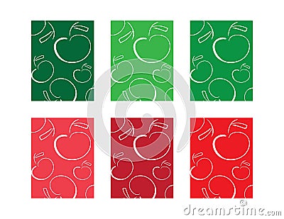 Set of colorful cards with White Apples pattern Vector Illustration