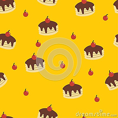 Seamless pattern with cartoon desserts. for fabric print, textile, gift wrapping paper. colorful vector for kids, flat style Vector Illustration