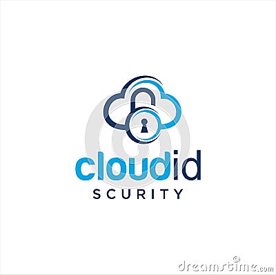 Cloud Security Logo Icon Design. Cloud Key Logo Template. Cloud Lock Logo Icon Design Template. Cloud Secure Logo Access and Data. Stock Photo