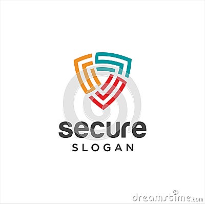 Abstract Secure Logo Design Colorful. Shield Logo Line Art Template. Simple Guard Logo Icon Stock Photo