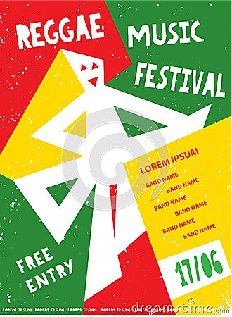 Reggae music festival template design for poster, banner, billboard Vector Illustration