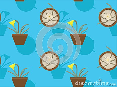 Astrophytum caput-medusae Succulent and Cactus Set Vector Seamless Background Wallpaper-01 Vector Illustration