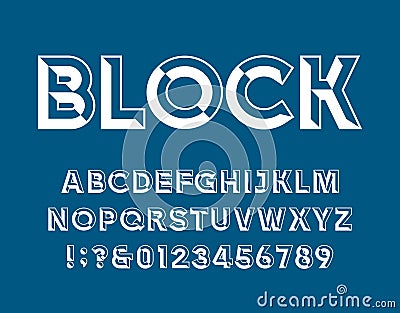 Block Alphabet Vector Font. Chiseled block letters and numbers. Vector Illustration