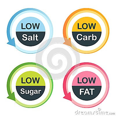 Low Fat Food Labels Vector Illustration