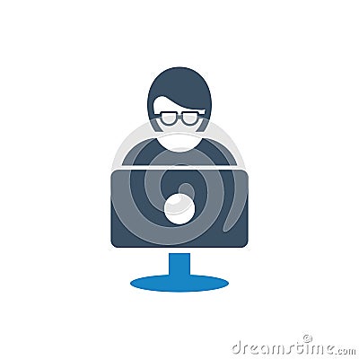 Computer glasses woman female lady teacher girl business woman icon vector illustration Vector Illustration