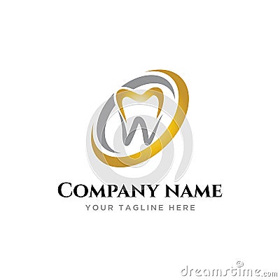 Elegant golden dental logo design inspiration-vector Vector Illustration