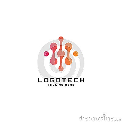 Best technology logo design template.Creative abstract symbol tech company Vector Illustration