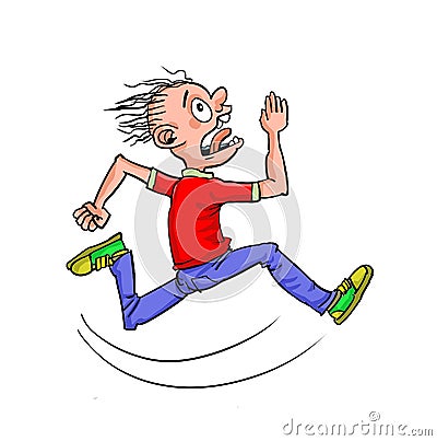 A feared boy running fast Vector Illustration