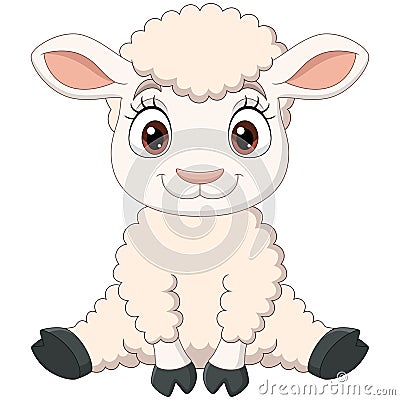 Cute baby lamb cartoon sitting Vector Illustration