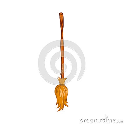 Cartoon witch broomstick isolated on white background Vector Illustration