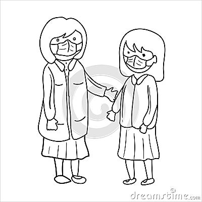 Hand Drawn of Nurse with patient vector illustration, Vector Illustration