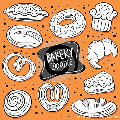 Doodle bread and bakery vector illustration Cartoon Illustration