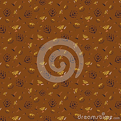 Pretty Autumn botanical seamless pattern repeat Stock Photo