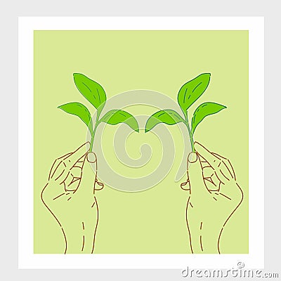 Leave on hands for healty earth Vector Illustration