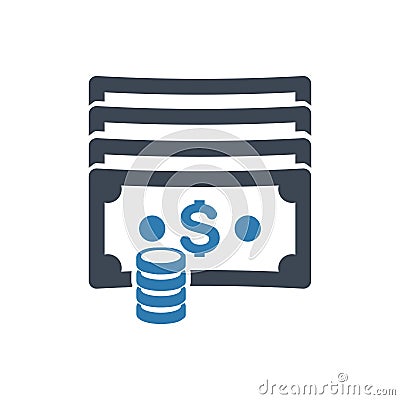 Cash, finance, money, profit, currency, dollar, payment,income,invest,coin icon vector illustration Stock Photo