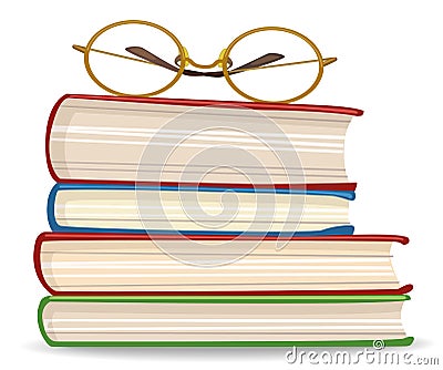 Textbooks and spectacles Vector Illustration