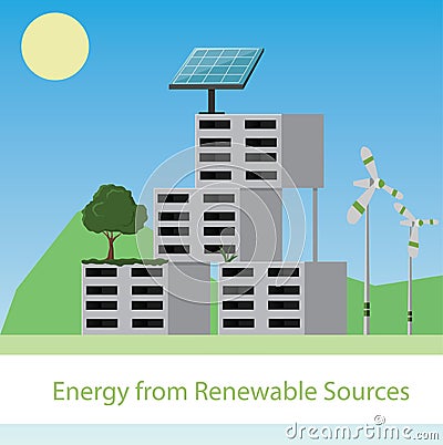 Concept using renewable energy that is environmentally friendly. Vector Illustration