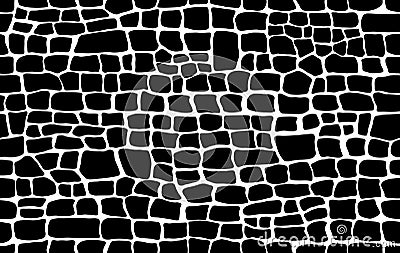 Reptile surface monochrome croc leather texture. Animal background for printing. Vector Vector Illustration