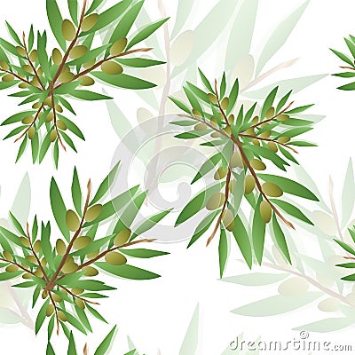 Floral seamless pattern with olive tree vector illustration Vector Illustration