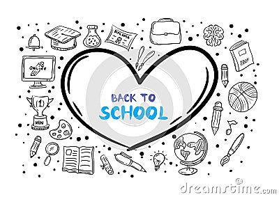 Back to School Hand Drawn Doodle set. simple and trendy Sketching Cartoon Illustration