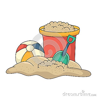 Cute Kids Sand Playing Tool Beach Toys Summer vector illustration Cartoon Illustration