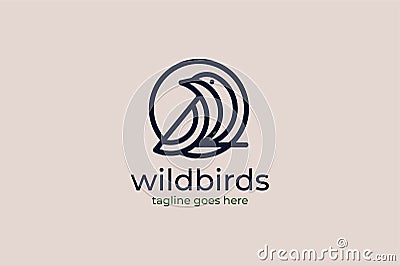 Wild birds Animal Logo Template Vector Illustration