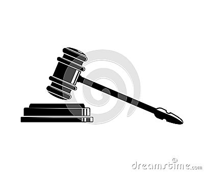 Gavel vector, law icon with judge`s hammer symbols. Vector Illustration