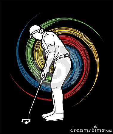 Man swinging golf , Golf players action cartoon graphic vector Vector Illustration