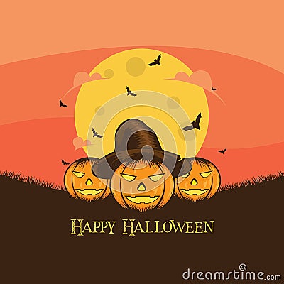 Happy Halloween pumkins illustration concept Vector Illustration