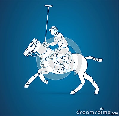 Horses Polo player sport cartoon graphic vector Vector Illustration