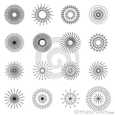 Starburst sunburst abstract. Explosion fireworks vector set Vector Illustration