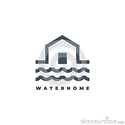 Water house logo design illustration Vector Illustration