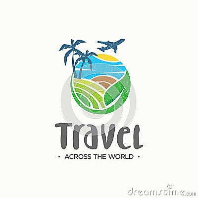 Travel agency logo vacation. travel logo for tourist, vacation traveler And holiday traveler Logo Design. Beach Landscape logo Vector Illustration